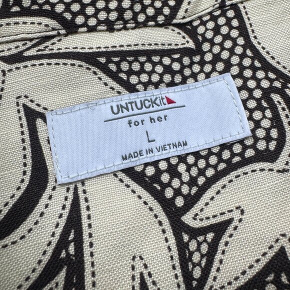 UNTUCKit Amara Dress Large Black White Drop Waist Sleeveless Button Up Linen - Picture 3 of 14